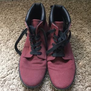 Canvas Maroon Doc Martens